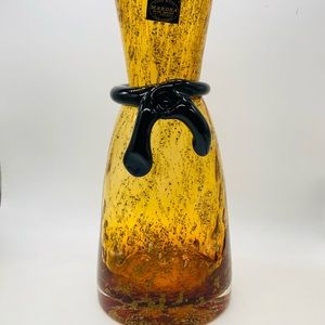 Makora Krosno Poland Hand-Blown Amber Glass Vase